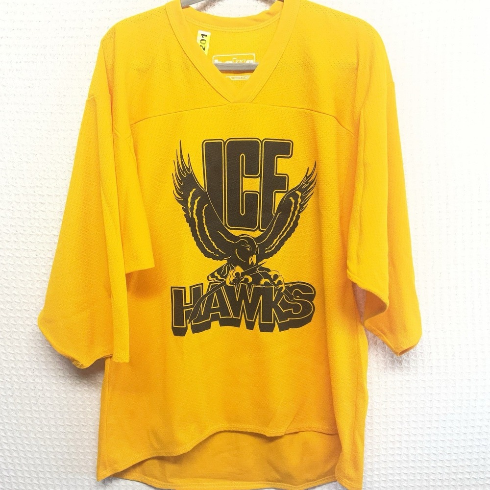 Vintage Minnesota Ice hawks #12Sports Wear Yellow Hockey Jersey Mens Small